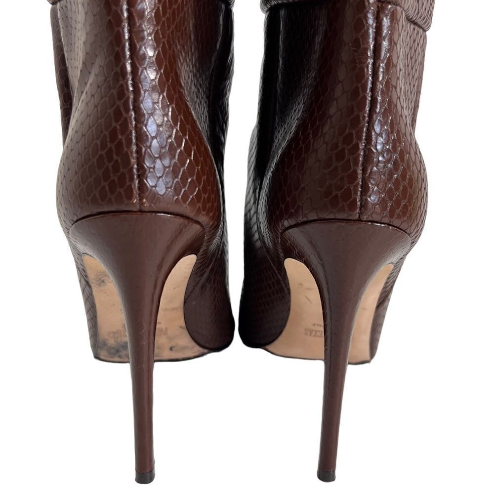 PARIS TEXAS Slouch Python-Embossed High Heel Boots in Cocoa Brown - Picture 9 of 16